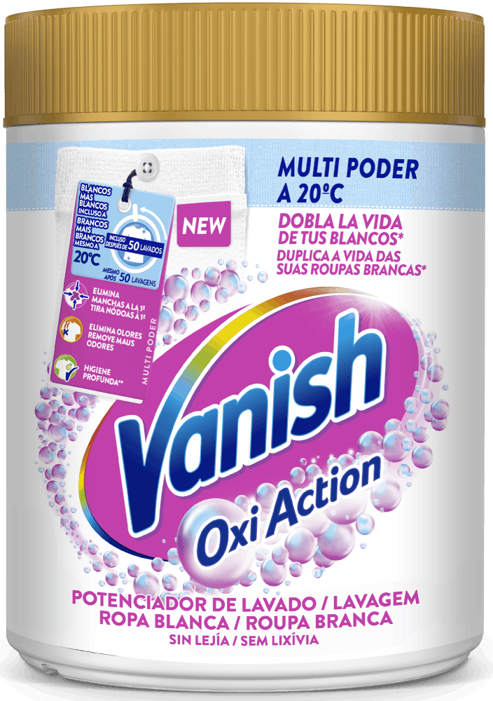 Vanish Oxi Action potenciador de lavagem para roupa branca e tira-nódoas em pó